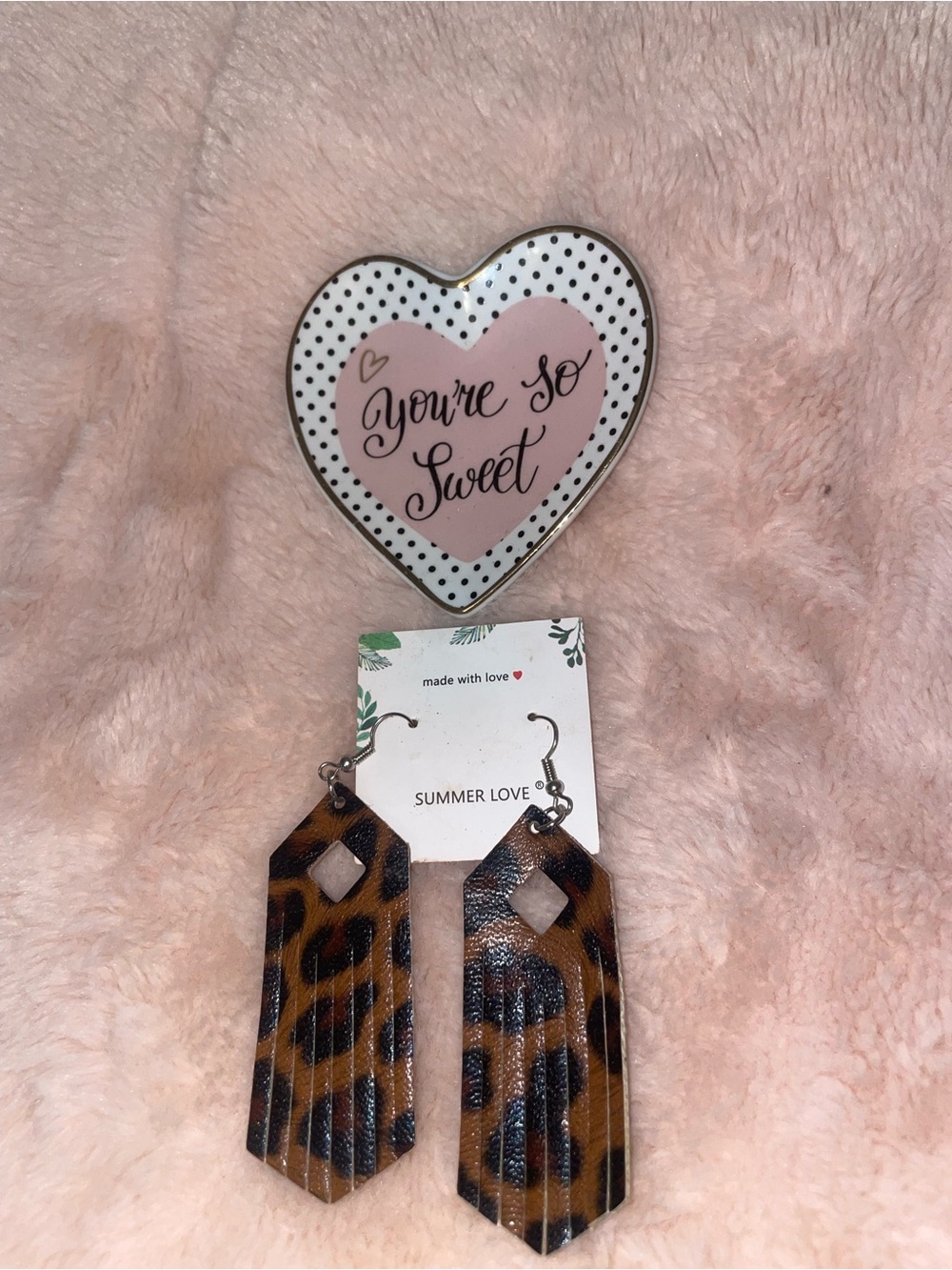 Leopard-Print Leather Drop Earrings - Brown